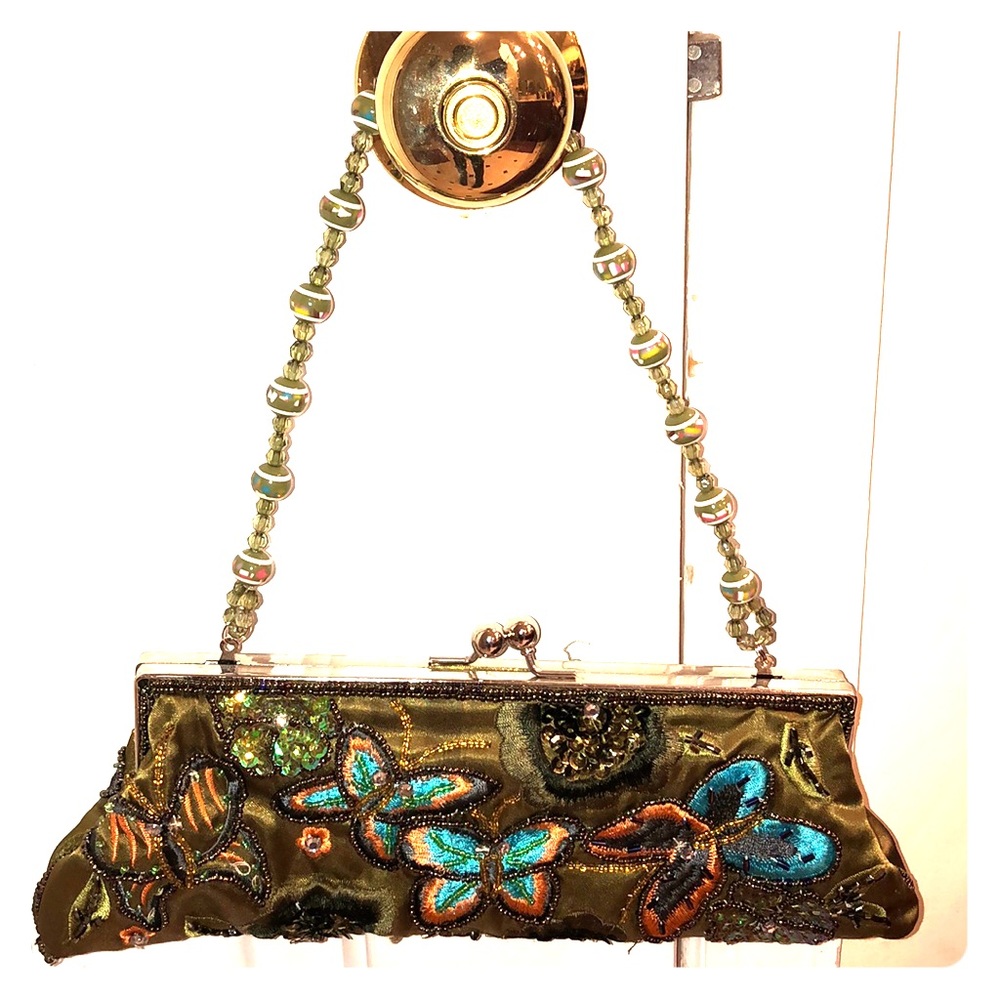 Embroidered clutch